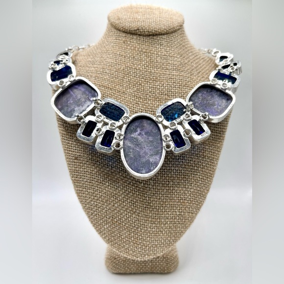 Beautiful Purple Charoite & Blue Statement Necklace 18”-19” - Picture 4 of 6